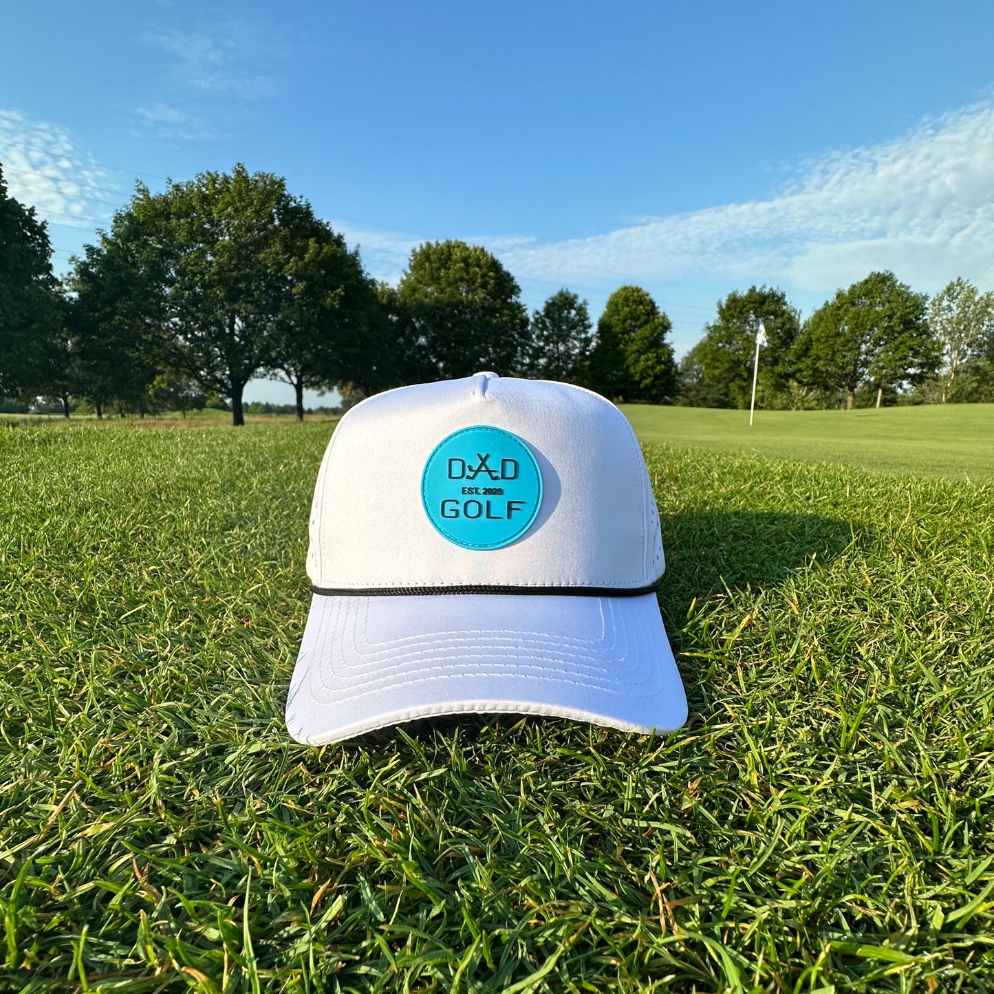 Teal and White Dad Golf Hat