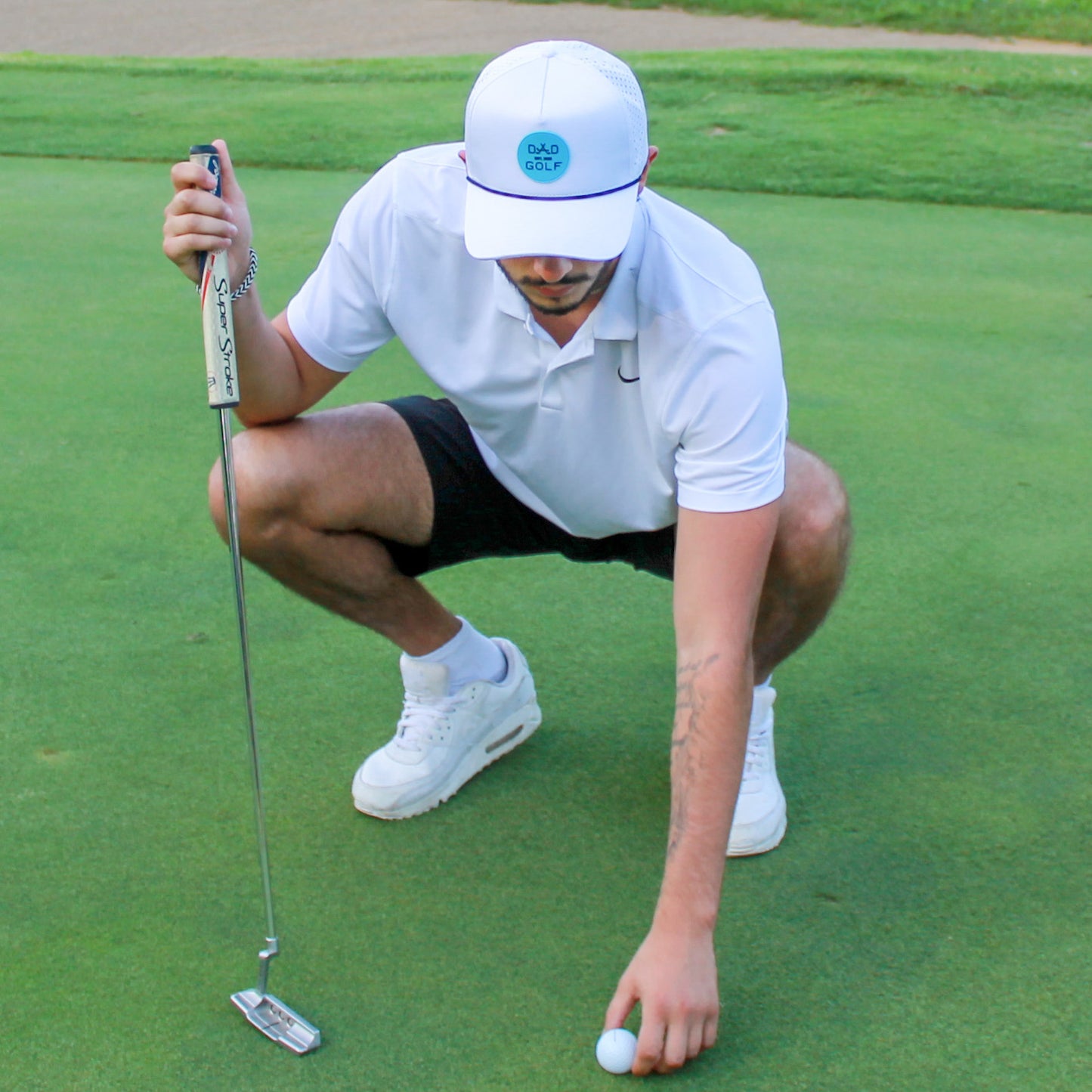 Teal and White Dad Golf Hat